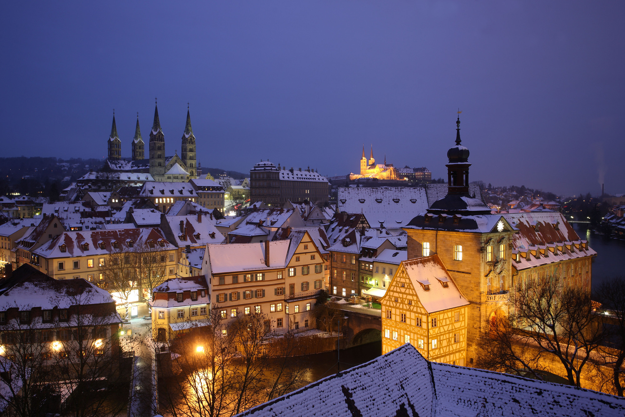 Rothenburg ob der Tauber met sneeuwval